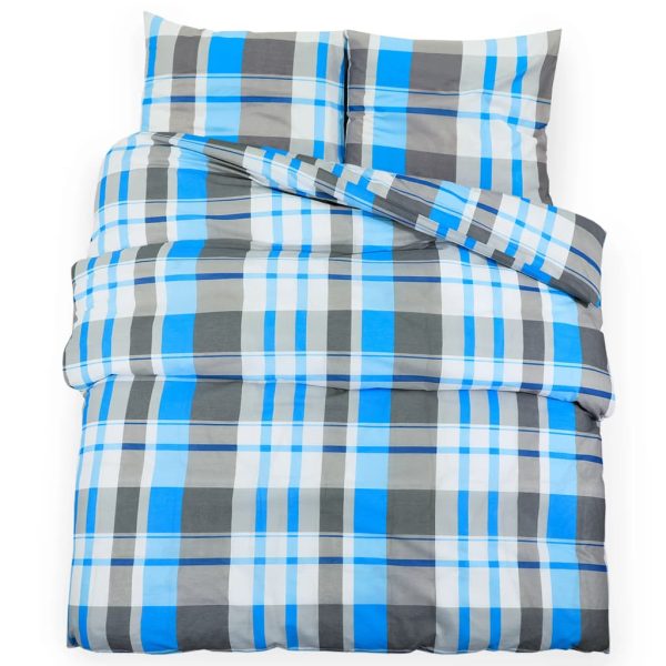 Conjunto de capa de edredão 155x220 cm algodão azul e cinzento - Image 2