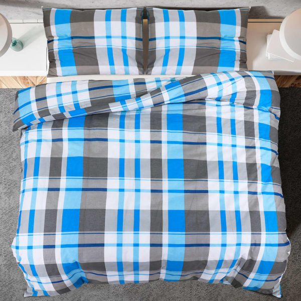 Conjunto de capa de edredão 155x220 cm algodão azul e cinzento - Image 5