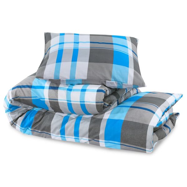 Conjunto de capa de edredão 155x220 cm algodão azul e cinzento - Image 6