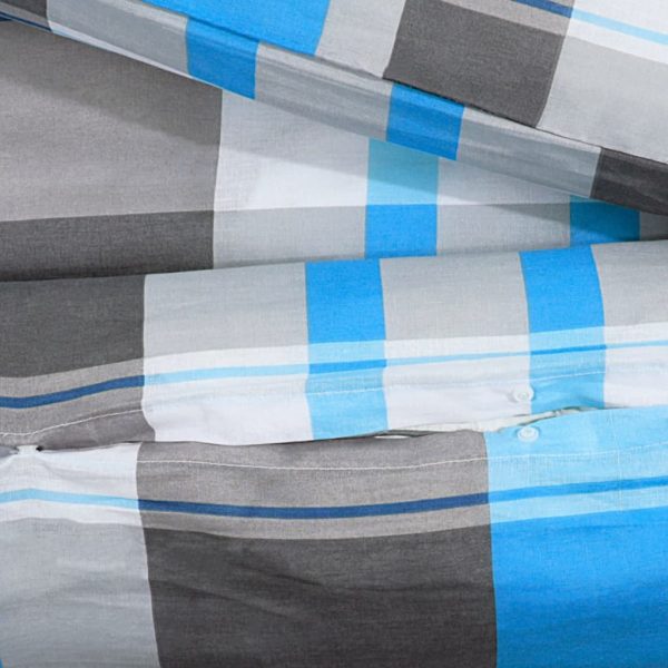 Conjunto de capa de edredão 155x220 cm algodão azul e cinzento - Image 8