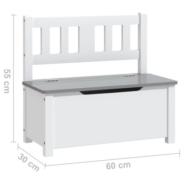 Banco de arrumação infantil 60x30x55 cm MDF branco e cinzento - Image 7