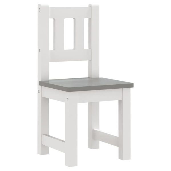 3 pcs conjunto mesa e cadeiras infantil MDF branco e cinzento - Image 4
