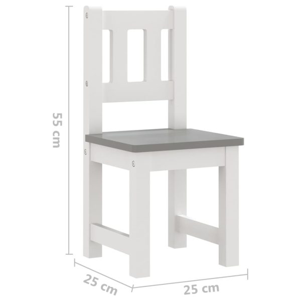 3 pcs conjunto mesa e cadeiras infantil MDF branco e cinzento - Image 8