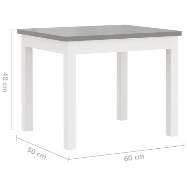 3 pcs conjunto mesa e cadeiras infantil MDF branco e cinzento - Image 9