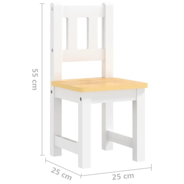 3 pcs conjunto mesa e cadeiras infantil MDF branco e bege - Image 8