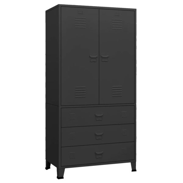 Roupeiro industrial 90x50x180 cm metal preto - Image 2