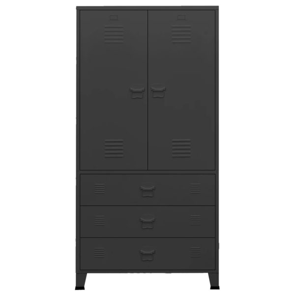 Roupeiro industrial 90x50x180 cm metal preto - Image 3