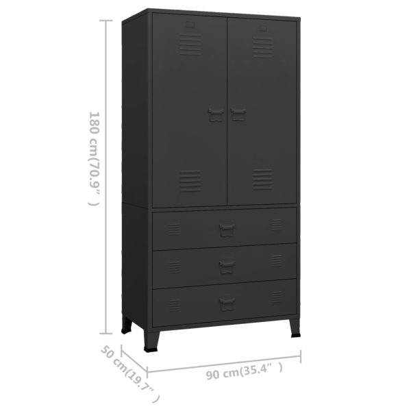 Roupeiro industrial 90x50x180 cm metal preto - Image 10