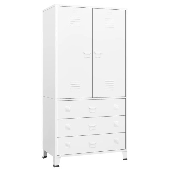 Roupeiro industrial 90x50x180 cm metal branco - Image 2
