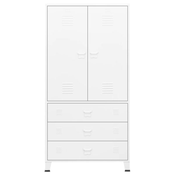 Roupeiro industrial 90x50x180 cm metal branco - Image 3