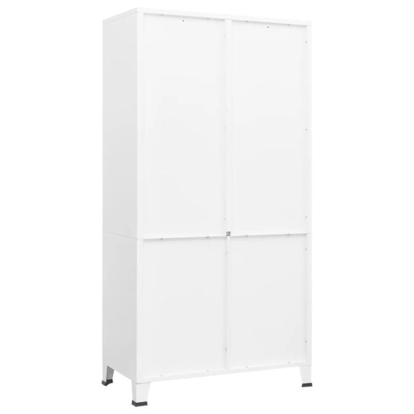 Roupeiro industrial 90x50x180 cm metal branco - Image 4