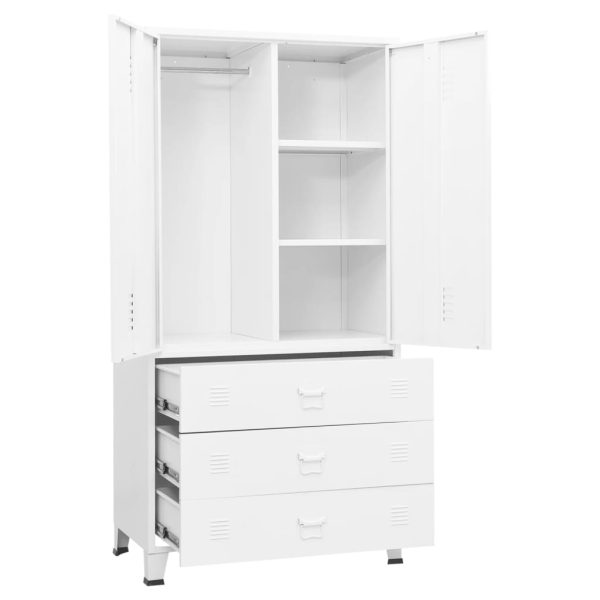 Roupeiro industrial 90x50x180 cm metal branco - Image 6