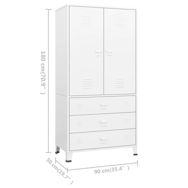 Roupeiro industrial 90x50x180 cm metal branco - Image 10