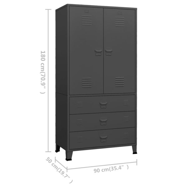 Roupeiro industrial 90x50x180 cm metal antracite - Image 10