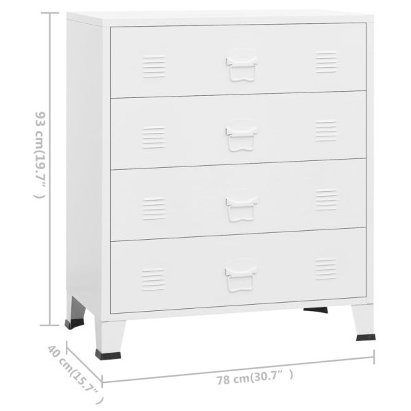 Cómoda industrial 78x40x93 cm metal branco - Image 10