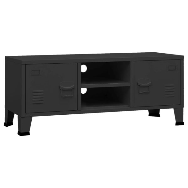 Móvel de TV industrial 105x35x42 cm metal preto - Image 2
