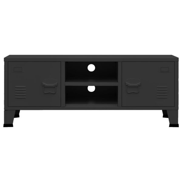 Móvel de TV industrial 105x35x42 cm metal preto - Image 3