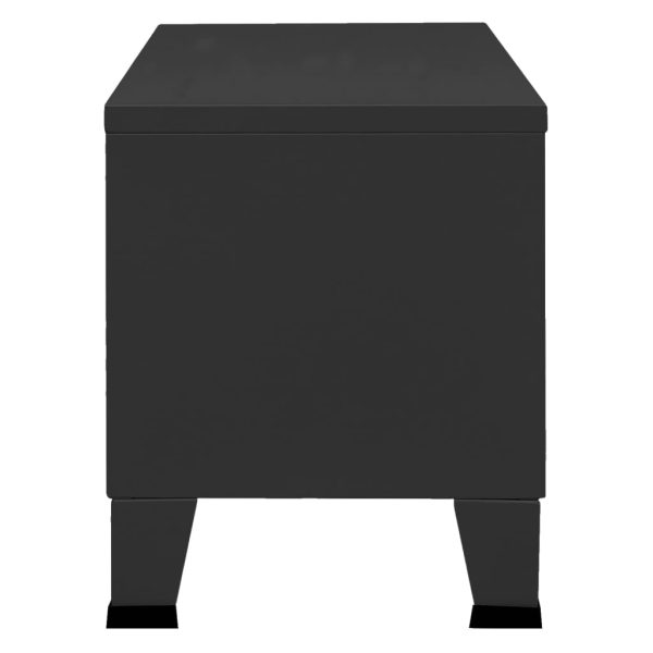 Móvel de TV industrial 105x35x42 cm metal preto - Image 4