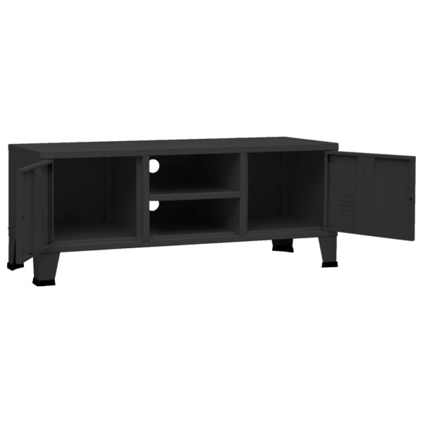 Móvel de TV industrial 105x35x42 cm metal preto - Image 6