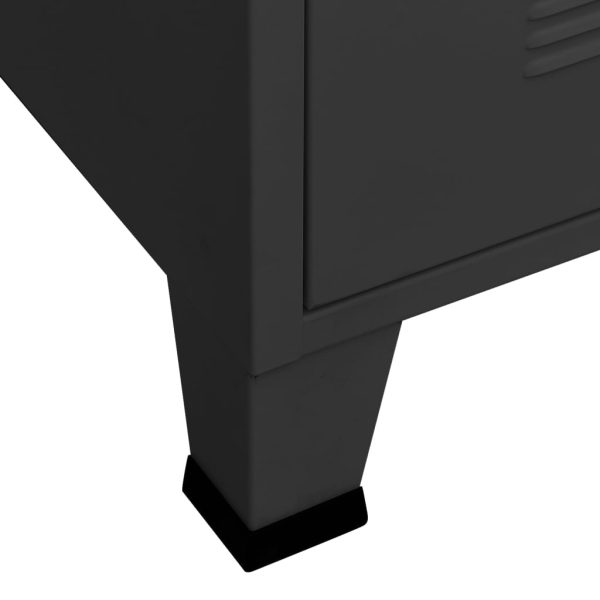 Móvel de TV industrial 105x35x42 cm metal preto - Image 8
