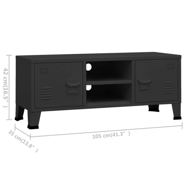 Móvel de TV industrial 105x35x42 cm metal preto - Image 9