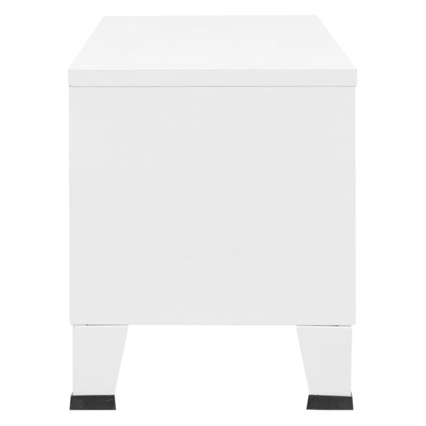 Móvel de TV industrial 105x35x42 cm metal branco - Image 4