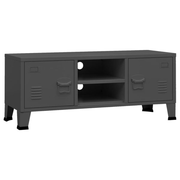 Móvel de TV industrial 105x35x42 cm metal antracite - Image 2