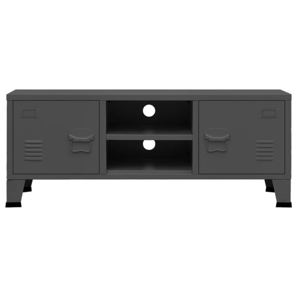 Móvel de TV industrial 105x35x42 cm metal antracite - Image 3