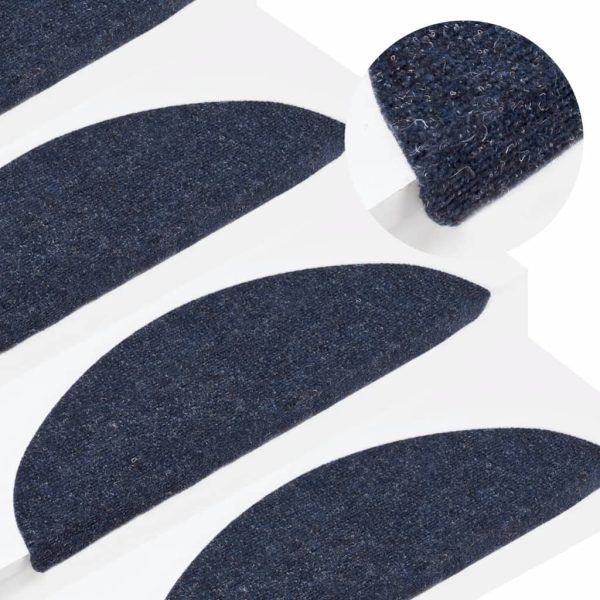 Tapetes de escada adesivos 15 pcs 56x17x3 cm azul