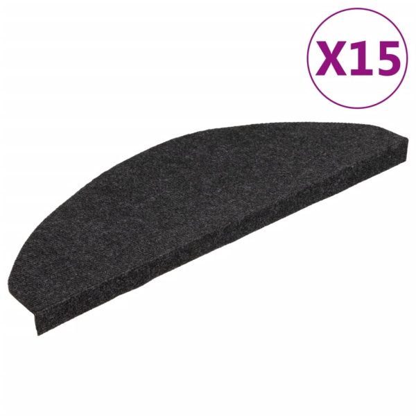 Tapetes de escada autoadesivos 15 pcs 65x22,5x3,5 cm preto - Image 2