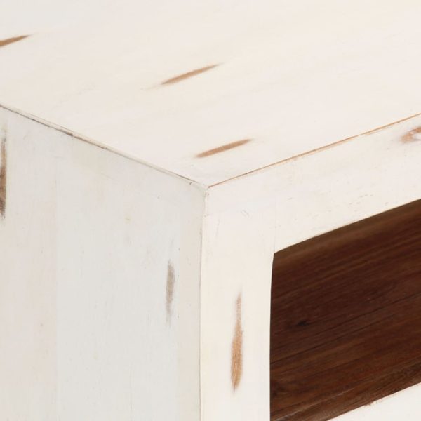 Móvel de TV madeira de acácia maciça 110x30x40 cm branco - Image 5