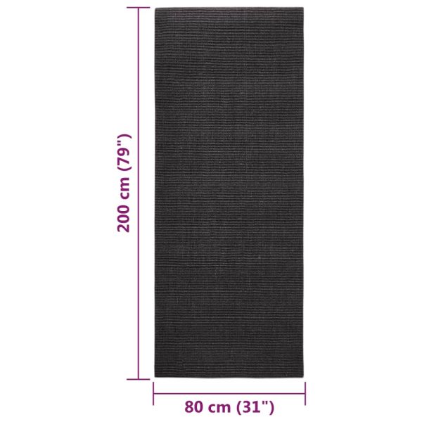 Tapete sisal natural 80x200 cm preto - Image 7