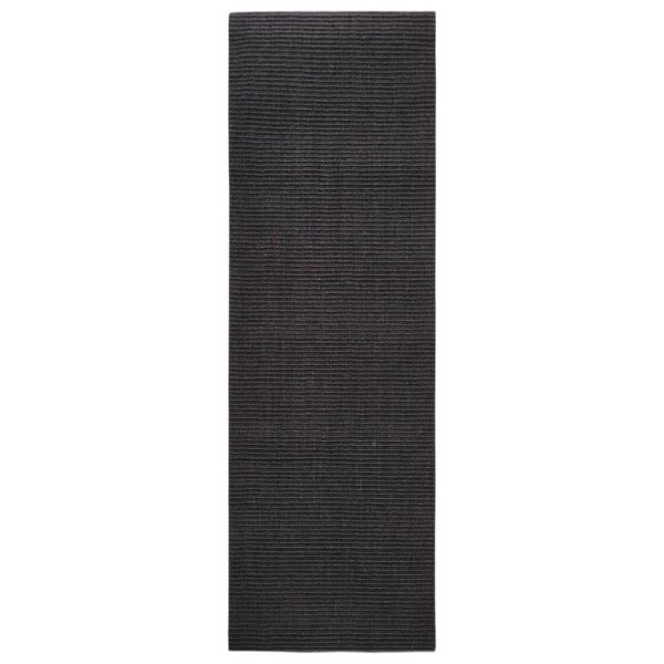 Tapete sisal natural 80x250 cm preto - Image 2