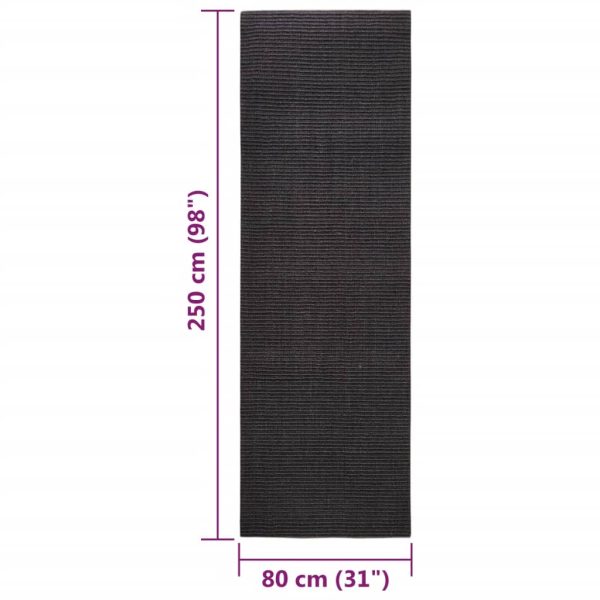 Tapete sisal natural 80x250 cm preto - Image 7