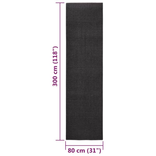 Tapete sisal natural 80x300 cm preto - Image 7