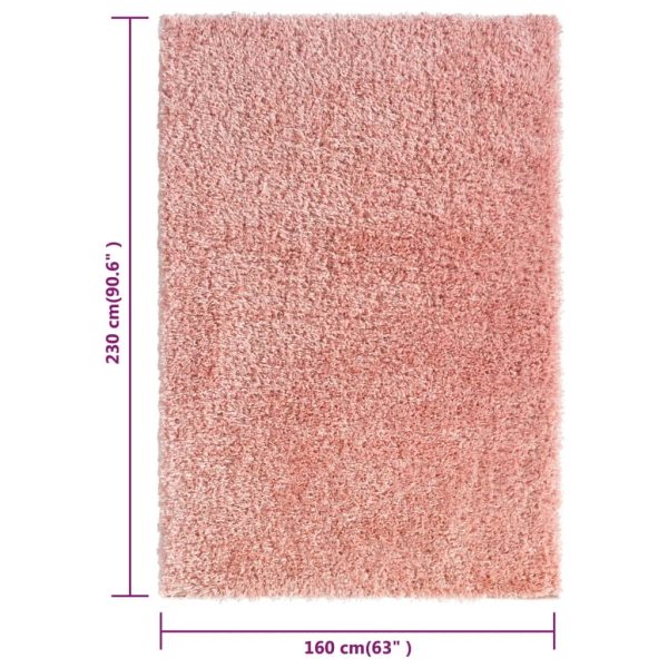Tapete shaggy de pelo alto com 50 mm 160x230 cm rosa - Image 6