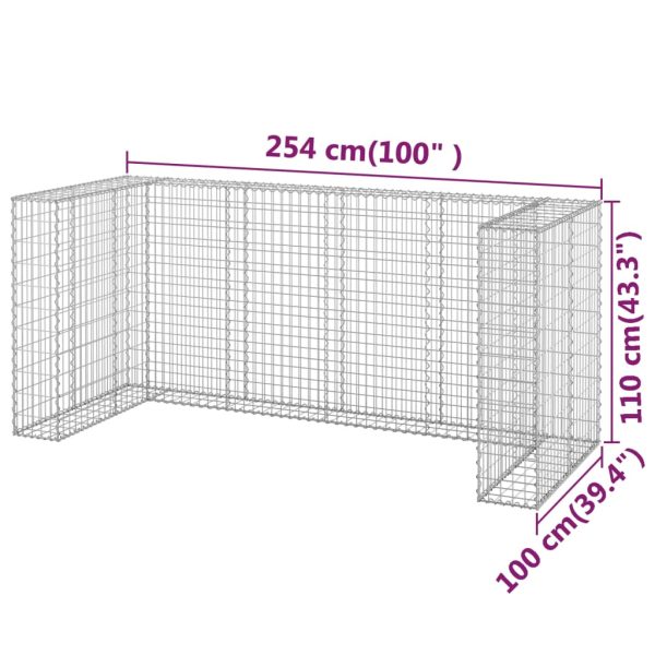 Muro gabião p/ caixotes do lixo aço galvanizado 254x100x110 cm - Image 8
