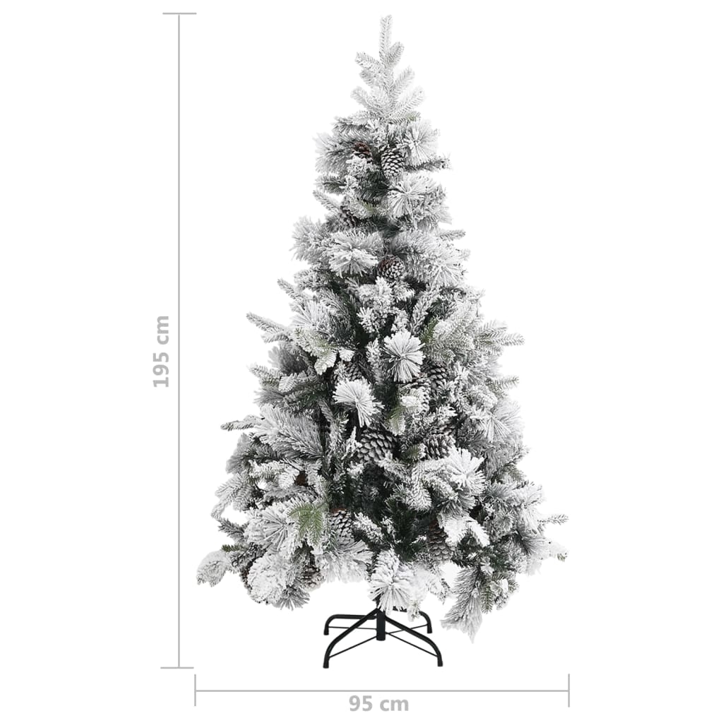 Árvore de Natal c/ flocos de neve e pinhas 195 cm PVC e PE - Image 6