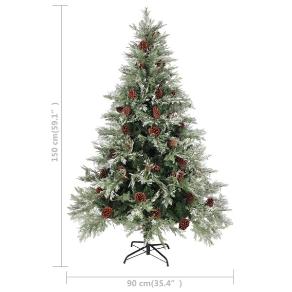 Árvore de Natal com pinhas 150 cm PVC e PE verde e branco - Image 5
