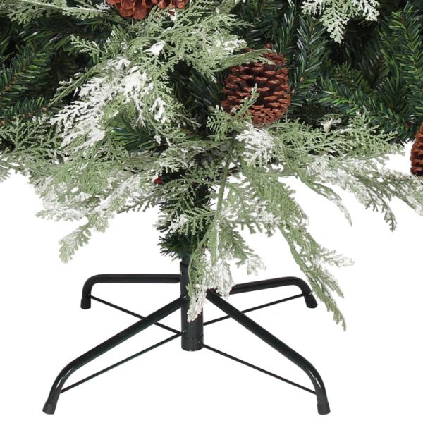 Árvore de Natal com pinhas 195 cm PVC e PE verde e branco - Image 4