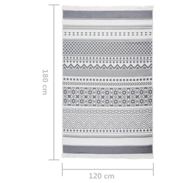 Tapete 120x180 cm algodão cinzento e branco - Image 7
