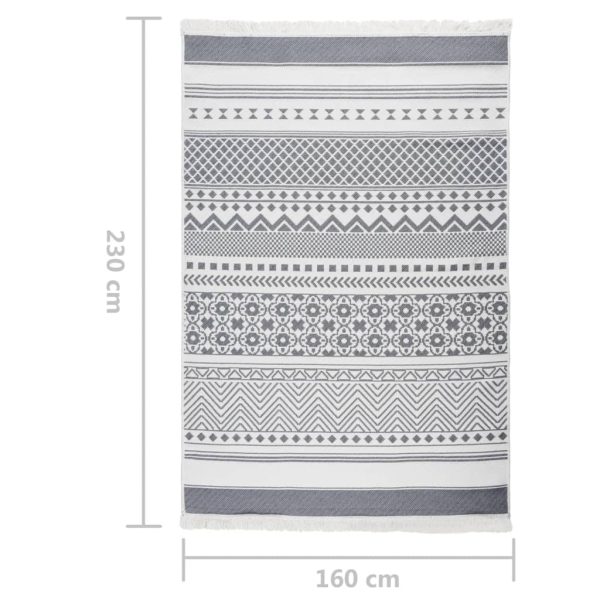 Tapete 160x230 cm algodão cinzento e branco - Image 7