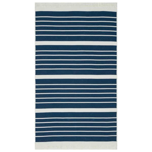 Tapete 120x180 cm algodão azul-marinho - Image 2