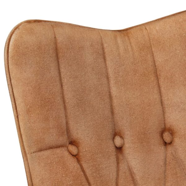 Poltrona de apoio com banco para os pés lona castanho - Image 8