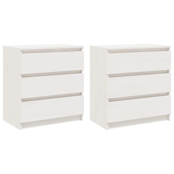 Mesas de cabeceira 2 pcs 60x36x64 cm pinho maciço branco - Image 2