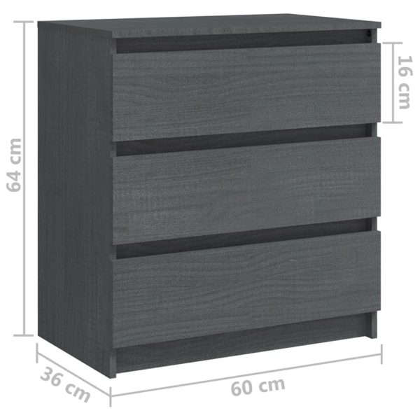 Mesas de cabeceira 2 pcs 60x36x64 cm pinho maciço cinzento - Image 9