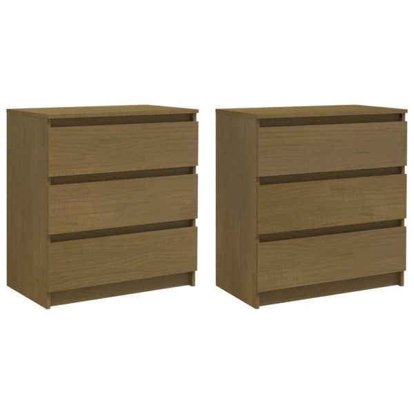 Mesas de cabeceira 2 pcs 60x36x64 cm pinho maciço castanho-mel - Image 2