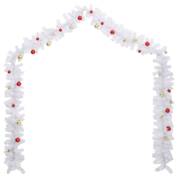 Grinalda de Natal decorada com enfeites 5 m branco - Image 3