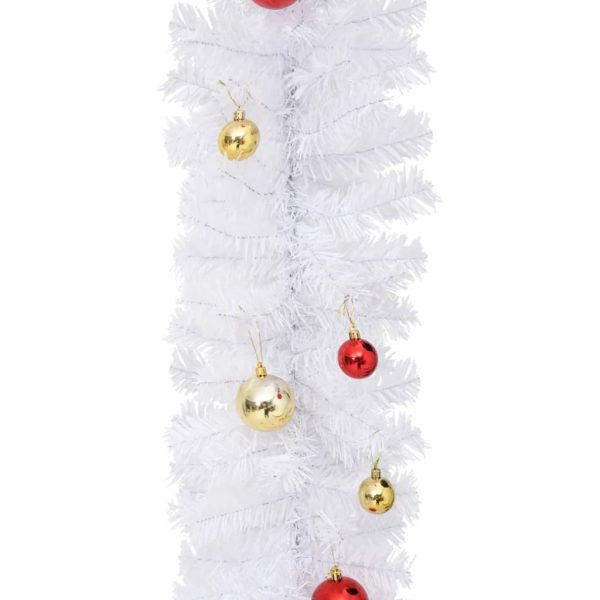 Grinalda de Natal decorada com enfeites 5 m branco - Image 5