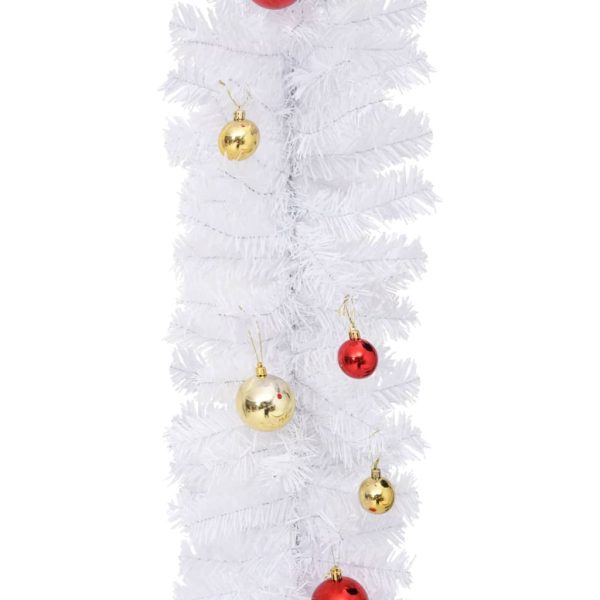 Grinalda de Natal decorada com enfeites 10 m branco - Image 5